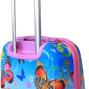 Kinderkoffer Reisekoffer Trolley Hartschalen Koffer Handgepäck Mädchen LED Skater Rollen Schmetterling Butterfly 819 – Bild 3