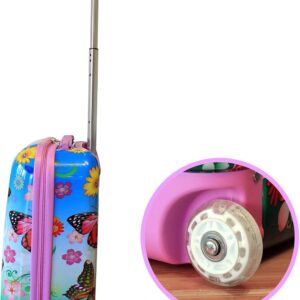 Kinderkoffer Reisekoffer Trolley Hartschalen Koffer Handgepäck Mädchen LED Skater Rollen Schmetterling Butterfly 819 – Bild 4