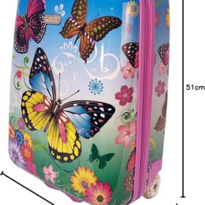 Kinderkoffer Reisekoffer Trolley Hartschalen Koffer Handgepäck Mädchen LED Skater Rollen Schmetterling Butterfly 819 – Bild 9