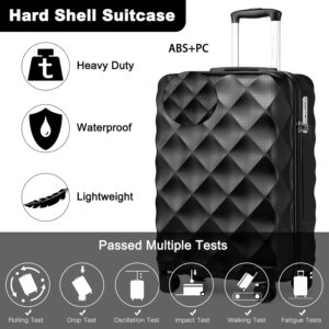 British Traveller Hartschalenkoffer Handgepäck Koffer 54 * 36.5 * 21.5cm Reisekoffer Handgepäck Koffer Trolleys ABS+PC mit TSA-Schloss Rollkoffer Suitcase Schwarz – Bild 3