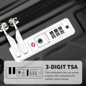 British Traveller Hartschalenkoffer Handgepäck Koffer 54 * 36.5 * 21.5cm Reisekoffer Handgepäck Koffer Trolleys ABS+PC mit TSA-Schloss Rollkoffer Suitcase Schwarz – Bild 4