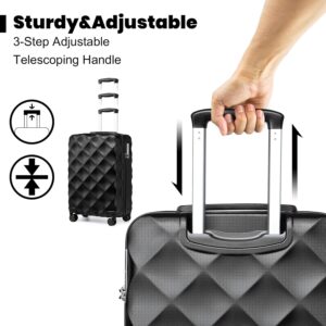 British Traveller Hartschalenkoffer Handgepäck Koffer 54 * 36.5 * 21.5cm Reisekoffer Handgepäck Koffer Trolleys ABS+PC mit TSA-Schloss Rollkoffer Suitcase Schwarz – Bild 5