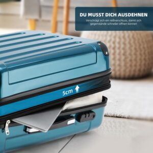 BEIBYE- 3er Kofferset Hartschalen-Koffer Reisekoffer Trolley Rollkoffer Set Reisekofferset (Pale Green) – Bild 3