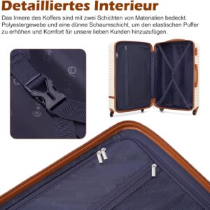 COOLIFE Koffer Trolley Koffer Reisekoffer von ABS Hartschalen Trolley 4 Rollen TSA-Schloss Der Koffer Enthält 1 Reisetasche und 1 Kulturbeutel – Bild 6