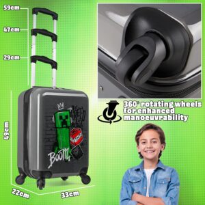 Minecraft Hartschalen Koffer Trolley Kinder Reisekoffer Leicht Reisetrolley 4 Rollen für Mädchen Jungen und Teenager – Bild 4