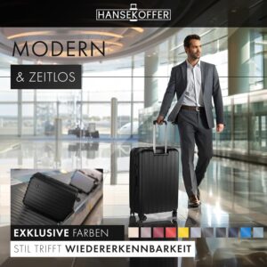 HANSEKOFFER Handgepäck Koffer Hartschale · Reisekoffer mit Rollen · Trolley · Hartschalenkoffer mit Teleskopgriff · Leicht · Rollkoffer mit Zahlenschloss · Schwarz – Bild 7