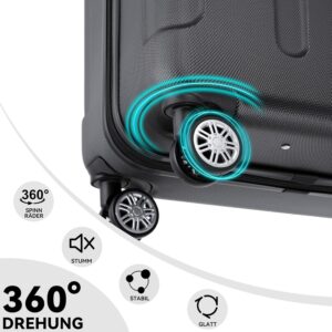 BEIBYE Zwillingsrollen Hardcase Reisekoffer Koffer Trolleys Hartschale in XL-L-M in 14 Farben (Schwarz, Handgepäck (55cm)) – Bild 5