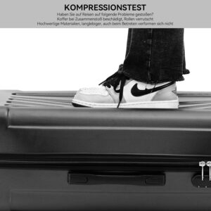 BEIBYE Zwillingsrollen Hardcase Reisekoffer Koffer Trolleys Hartschale in XL-L-M in 14 Farben (Schwarz, Handgepäck (55cm)) – Bild 8