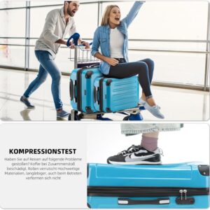 BEIBYE Zwillingsrollen 2048 Hartschale Trolley Koffer Reisekoffer Taschen Gepäck in M-L-XL-Set (Türkis, M) – Bild 7