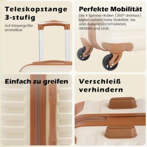 COOLIFE Koffer Trolley Koffer Reisekoffer von ABS Hartschalen Trolley 4 Rollen TSA-Schloss Der Koffer Enthält 1 Reisetasche und 1 Kulturbeutel – Bild 5