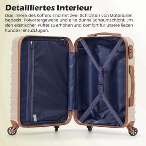 COOLIFE Koffer Trolley Koffer Reisekoffer von ABS Hartschalen Trolley 4 Rollen TSA-Schloss Der Koffer Enthält 1 Reisetasche und 1 Kulturbeutel – Bild 6