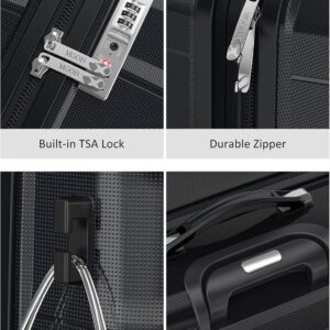 MGOB Koffer Handgepäck Polypropylen Hartschalen Reisekoffer Trolley Leicht mit TSA-Schloss 4 Rollen, 55x36x21cm, Schwarz – Bild 6