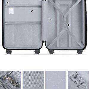 MGOB Koffer Handgepäck Polypropylen Hartschalen Reisekoffer Trolley Leicht mit TSA-Schloss 4 Rollen, 55x36x21cm, Schwarz – Bild 8