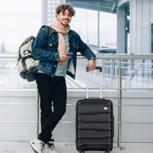 MGOB Koffer Handgepäck Polypropylen Hartschalen Reisekoffer Trolley Leicht mit TSA-Schloss 4 Rollen, 55x36x21cm, Schwarz – Bild 9