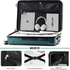 BEIBYE Zwillingsrollen Hardcase Reisekoffer Koffer Trolleys Hartschale in XL-L-M in 14 Farben (Dunkelgrün, Handgepäck (55cm)) – Bild 6
