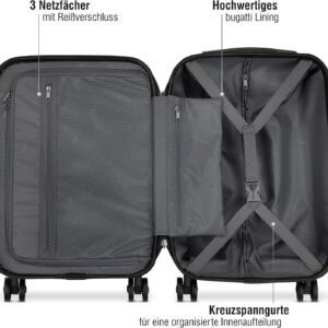bugatti Lima Hartschalenkoffer 58x38x23,5 cm, 33,8L, 4-Rollen mit TSA-Schloss, Schwarz – Bild 3