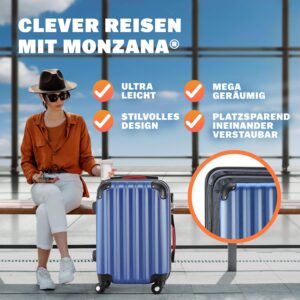 Monzana® Koffer Handgepäck ABS Hard Case 4 Rollen Teleskopgriff Zahlenschloss Kantenschutz Reisekoffer Hartschalenkoffer Rollkoffer Trolley Navy M – Bild 3