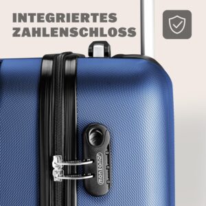 Monzana® Koffer Handgepäck ABS Hard Case 4 Rollen Teleskopgriff Zahlenschloss Kantenschutz Reisekoffer Hartschalenkoffer Rollkoffer Trolley Navy M – Bild 6