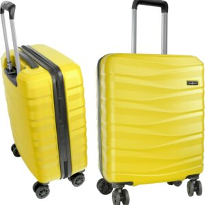 HANSEKOFFER Handgepäck Koffer Hartschale · Reisekoffer mit Rollen · Trolley · Hartschalenkoffer mit Teleskopgriff · Leicht · Rollkoffer mit Zahlenschloss · Gelb