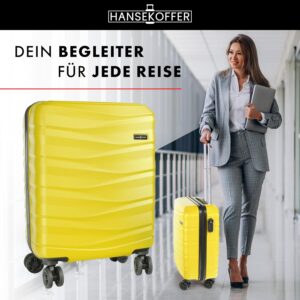 HANSEKOFFER Handgepäck Koffer Hartschale · Reisekoffer mit Rollen · Trolley · Hartschalenkoffer mit Teleskopgriff · Leicht · Rollkoffer mit Zahlenschloss · Gelb – Bild 3