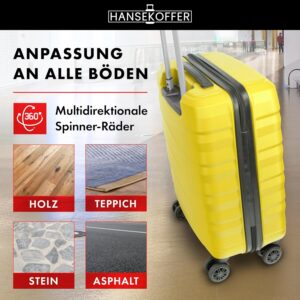 HANSEKOFFER Handgepäck Koffer Hartschale · Reisekoffer mit Rollen · Trolley · Hartschalenkoffer mit Teleskopgriff · Leicht · Rollkoffer mit Zahlenschloss · Gelb – Bild 5