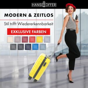 HANSEKOFFER Handgepäck Koffer Hartschale · Reisekoffer mit Rollen · Trolley · Hartschalenkoffer mit Teleskopgriff · Leicht · Rollkoffer mit Zahlenschloss · Gelb – Bild 8