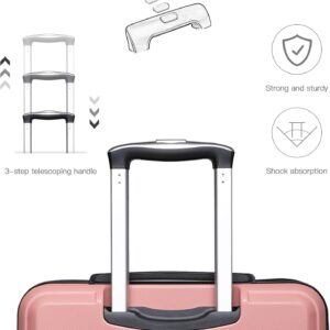 KONO Koffer Trolley Hartschale Handgepäck Zwillingsrollen Leichtgewicht ABS Kabinentrolley Reisekoffer Zahlenschloss 55cm (Nude) – Bild 5
