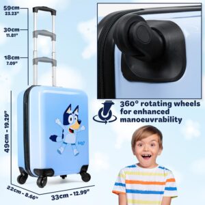 BlueY Hartschalen Trolley Handgepäck Koffer 49 x 33 x 22 cm, 30 Liter, 4 Rollen Blau - Urlaub Must Haves Kinder – Bild 4