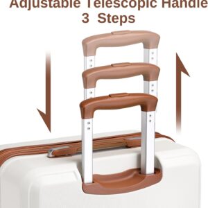 KONO Reisekoffer Set Gepäcksets 4 Teilig Kofferset, 55cm Handgepäck mit Beautycase Kosmetikkoffe mit handgepäck Reisetasche mit Kulturbeutel (Creme Weiß) – Bild 7