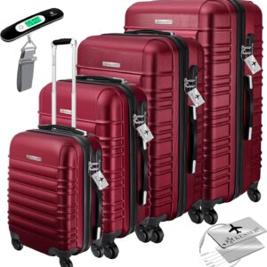 KESSER® 4tlg. Hartschalenkofferset Hard Shell Basic Hartschalenkoffer Trolley Koffer Reisekoffer Reisekofferset Gepäck Rollkoffer Schloss 4 Rollen ABS-Hartschale Teleskopgriff S-M-L-XL