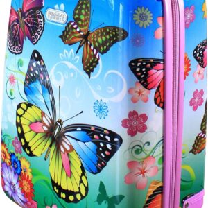 Kinderkoffer Reisekoffer Trolley Hartschalen Koffer Handgepäck Mädchen LED Skater Rollen Schmetterling Butterfly 819