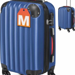 Monzana® Koffer Handgepäck ABS Hard Case 4 Rollen Teleskopgriff Zahlenschloss Kantenschutz Reisekoffer Hartschalenkoffer Rollkoffer Trolley Navy M