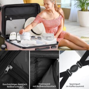 BEIBYE Zwillingsrollen 2066 Hartschale Trolley Koffer Reisekoffer Gepäck M-L-XL-Set (Rosa Gold, L) – Bild 4