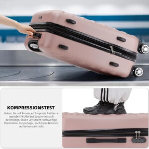 BEIBYE Zwillingsrollen 2066 Hartschale Trolley Koffer Reisekoffer Gepäck M-L-XL-Set (Rosa Gold, L) – Bild 6
