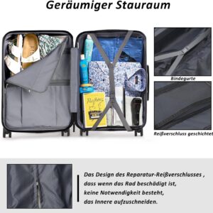 TANTOMI Handgepäck Koffer, Reisekoffer Hartschalenkoffer, Koffer & Trolley Handgepäck mit Passwortsperre, Hartschale Suitcase mit 4 Rollen(Rosa Gold) – Bild 3