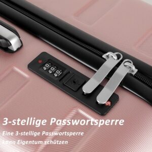 TANTOMI Handgepäck Koffer, Reisekoffer Hartschalenkoffer, Koffer & Trolley Handgepäck mit Passwortsperre, Hartschale Suitcase mit 4 Rollen(Rosa Gold) – Bild 5