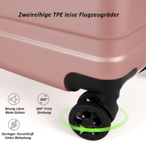 TANTOMI Handgepäck Koffer, Reisekoffer Hartschalenkoffer, Koffer & Trolley Handgepäck mit Passwortsperre, Hartschale Suitcase mit 4 Rollen(Rosa Gold) – Bild 7