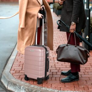 TANTOMI Handgepäck Koffer, Reisekoffer Hartschalenkoffer, Koffer & Trolley Handgepäck mit Passwortsperre, Hartschale Suitcase mit 4 Rollen(Rosa Gold) – Bild 8