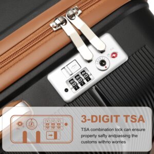 British Traveller Handgepäck Koffer Trolleys Leicht Hartschalenkoffer Reisekoffer mit Rollen PP Koffer Rollkoffer 56 * 37 * 22cm Suitcase TSA-Schloss Schwarz – Bild 6
