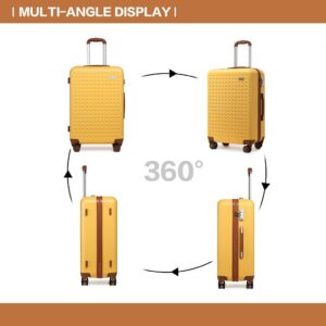 KONO Hartschalenkoffer Reisekoffer Koffer Trolleys Leicht ABS Handgepäck mit 4 Spinner Rollkoffer 57 * 38 * 24cm TSA-Schloss Reisegepäck Gelb – Bild 3