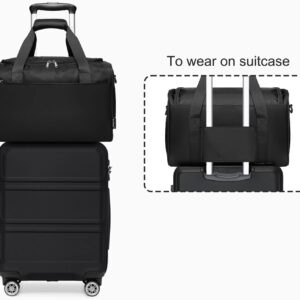 KONO 55cm Handgepäck-Koffer Trolley Set 2 Teilig Gepäcksets, Kleiner Koffer mit Rollen Handgepäck Set mit Ryanair Reisetasche 40x20x25cm, Schwarz – Bild 5