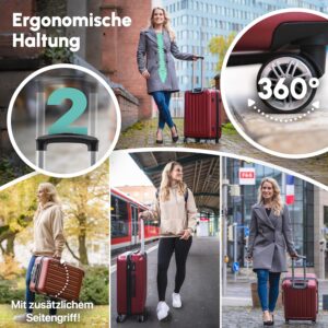 Easy Move ABS Hartschalenkoffer [ERGONOMISCH & SICHER] - Großer Trolley Koffer mit 360° Rädern, Zahlen Schloss - reisekoffer groß, hartschalenkoffer, Luggage (Wine Red, 54cm) – Bild 4