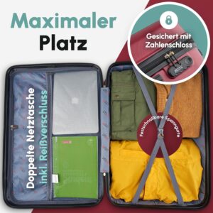 Easy Move ABS Hartschalenkoffer [ERGONOMISCH & SICHER] - Großer Trolley Koffer mit 360° Rädern, Zahlen Schloss - reisekoffer groß, hartschalenkoffer, Luggage (Wine Red, 54cm) – Bild 5