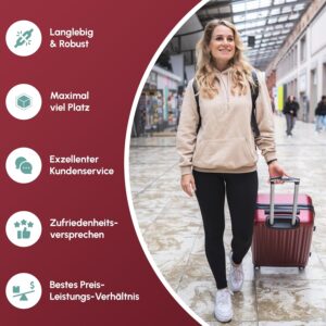 Easy Move ABS Hartschalenkoffer [ERGONOMISCH & SICHER] - Großer Trolley Koffer mit 360° Rädern, Zahlen Schloss - reisekoffer groß, hartschalenkoffer, Luggage (Wine Red, 54cm) – Bild 7