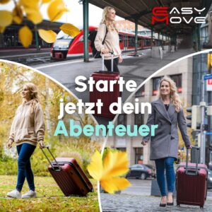 Easy Move ABS Hartschalenkoffer [ERGONOMISCH & SICHER] - Großer Trolley Koffer mit 360° Rädern, Zahlen Schloss - reisekoffer groß, hartschalenkoffer, Luggage (Wine Red, 54cm) – Bild 8