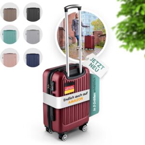 Easy Move ABS Hartschalenkoffer [ERGONOMISCH & SICHER] - Großer Trolley Koffer mit 360° Rädern, Zahlen Schloss - reisekoffer groß, hartschalenkoffer, Luggage (Wine Red, 54cm) – Bild 9
