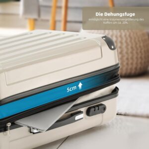BEIBYE Zwillingsrollen 2048 Hartschale Trolley Koffer Reisekoffer Taschen Gepäck in M-L-XL-Set (Champagner, L) – Bild 3