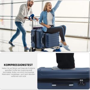 BEIBYE TSA-Schloß 2080 Zwillingsrollen 3 TLG. Reisekofferset Koffer Kofferset Trolley Trolleys Hartschale (Dunkelblau) – Bild 6