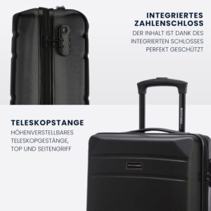 WITTCHEN Handgepäck Trolley Koffer Kabinentasche Kabinenkoffer Handgepäck Reisekoffer aus ABS Hartschalen Trolley 4 Rollen Kombinationsschloss Schwarz – Bild 5
