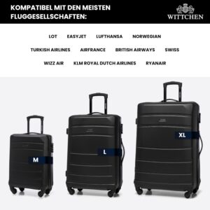 WITTCHEN Handgepäck Trolley Koffer Kabinentasche Kabinenkoffer Handgepäck Reisekoffer aus ABS Hartschalen Trolley 4 Rollen Kombinationsschloss Schwarz – Bild 7